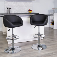 Flash Furniture CH-TC3-1066L-BK-GG Contemporary Black Vinyl Adjustable Height Barstool